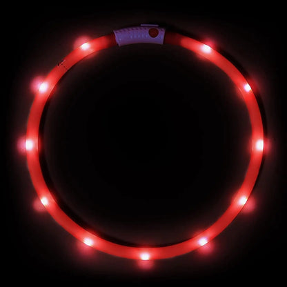 Excel Pets USB Rechargeable LED Dog Collar With Super Bright Night Visibility Up To 500 Meters And Adjustable 11 To 27 Inches - Animals & Pet Supplies > Pet Supplies > Pet Collars & Harnesses > LED Collars Dog
