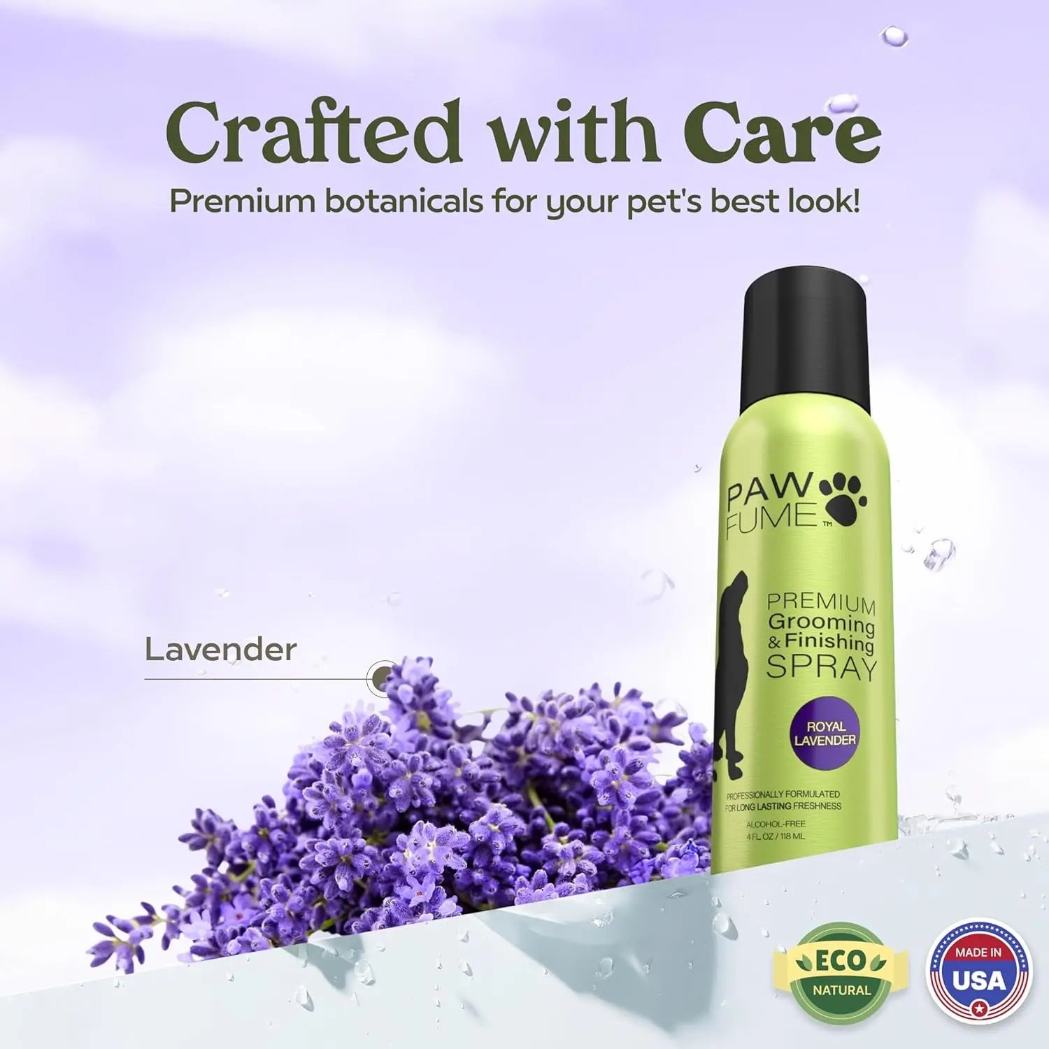 PAWFUME Detangling Dog Grooming Spray, Royal Lavender, 1-Pack – Keeps Pups Fresh All Day – Hypoallergenic, Alcohol-Free, Detangling & Moisturizing – Salon-Quality Dog Necessities for Coat & Fur Care Excel Pets