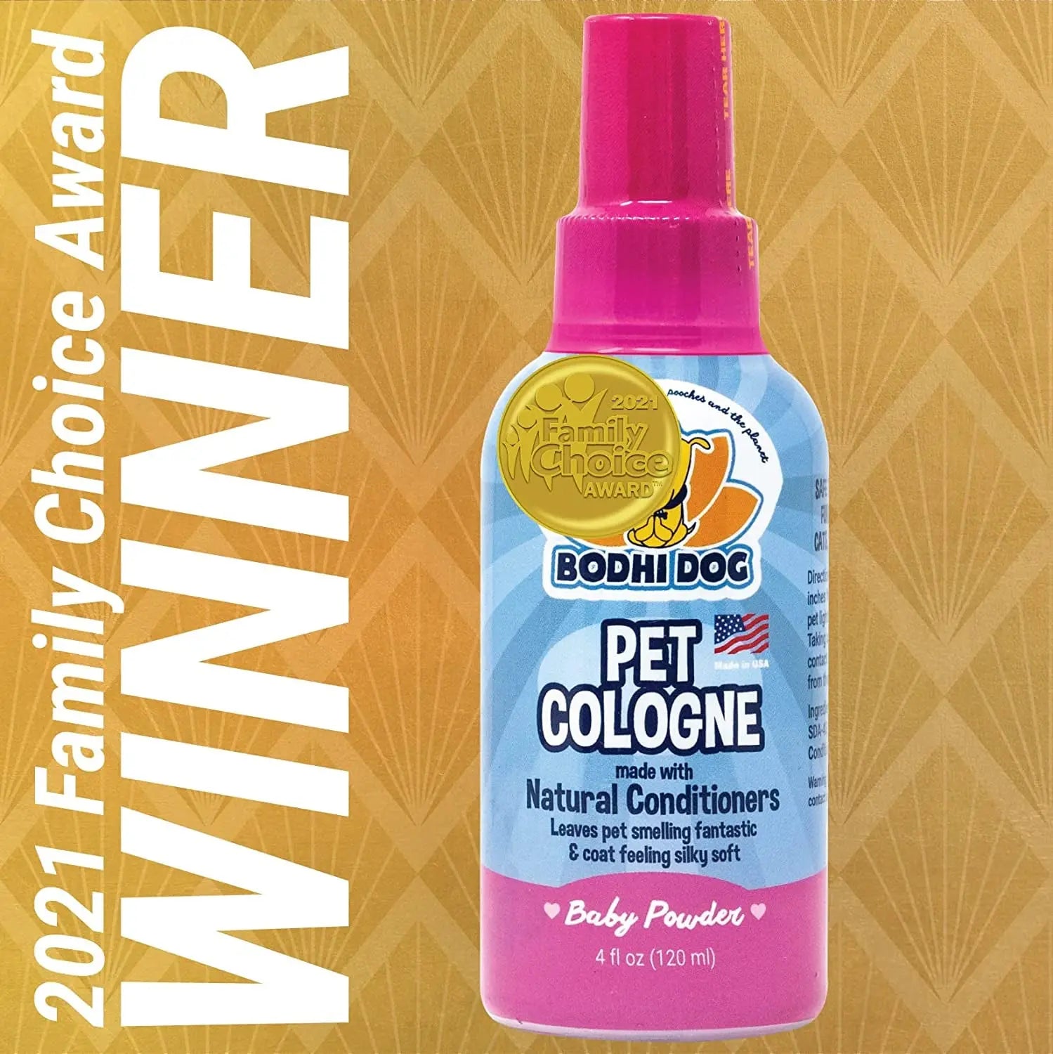 Bodhi Dog Natural Dog Cologne - Refreshing Baby Powder Scented Deodorizing Spray & Conditioner for Dogs and Cats - Safe, Gentle Formula for All Pets - 4 Fl Oz Made in USA Bodhi Dog