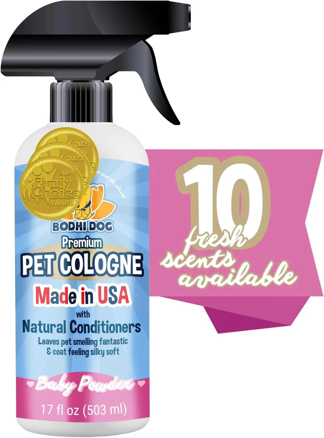 Bodhi Dog Natural Dog Cologne - Refreshing Baby Powder Scented Deodorizing Spray & Conditioner for Dogs and Cats - Safe, Gentle Formula for All Pets - 4 Fl Oz Made in USA Bodhi Dog