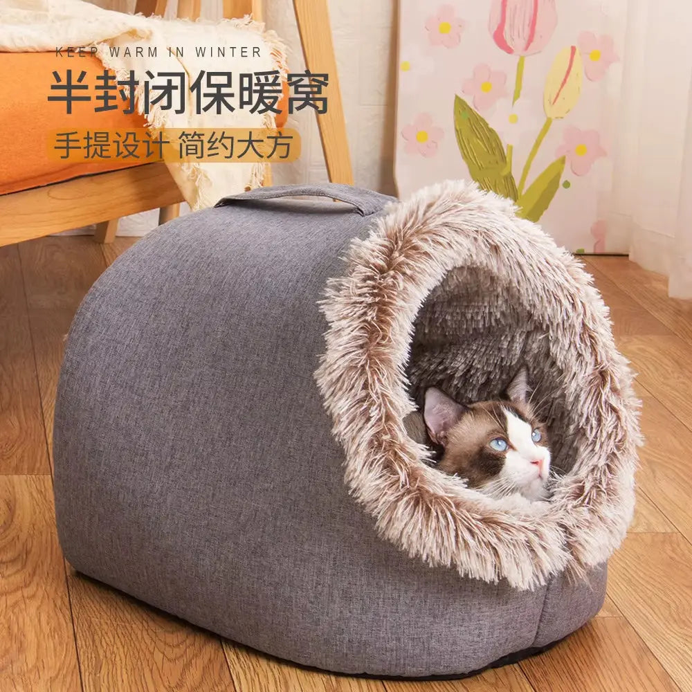 Excel Pets WarmNest Cozy Cave Self Warming Tent Bed For Pets Plush Insulated Hideaway For Cold Days - Animals & Pet Supplies > Pet Supplies > Pet Beds > Caves cat