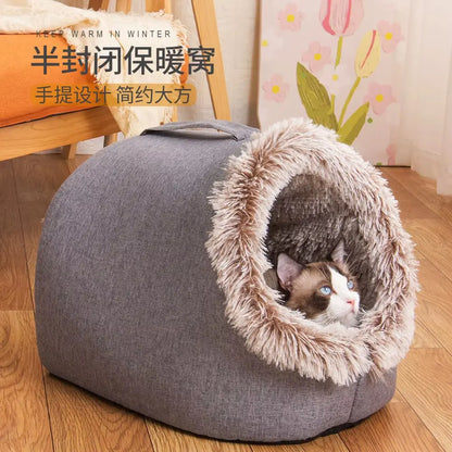 Excel Pets WarmNest Cozy Cave Self Warming Tent Bed For Pets Plush Insulated Hideaway For Cold Days - Animals & Pet Supplies > Pet Supplies > Pet Beds > Caves cat
