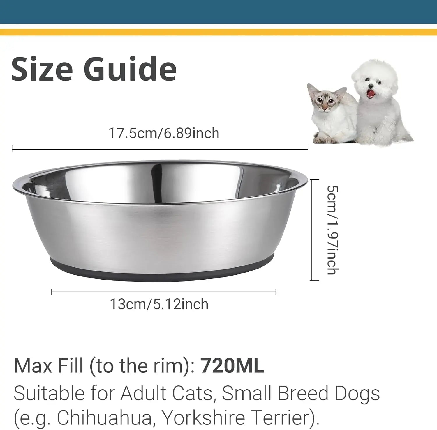 PEGGY11 Lightweight Stainless Steel Cat Bowls - 3 Cup, 2 Pack FUTONG