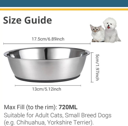 FUTONG Peggy11 Lightweight Stainless Steel Cat Bowls Set 3 Cup Two Pack Food Grade Durable Rust Resistant Dishwasher Safe - Animals & Pet Supplies > Pet Supplies > Pet Bowls, Feeders & Waterers > Bowls cat