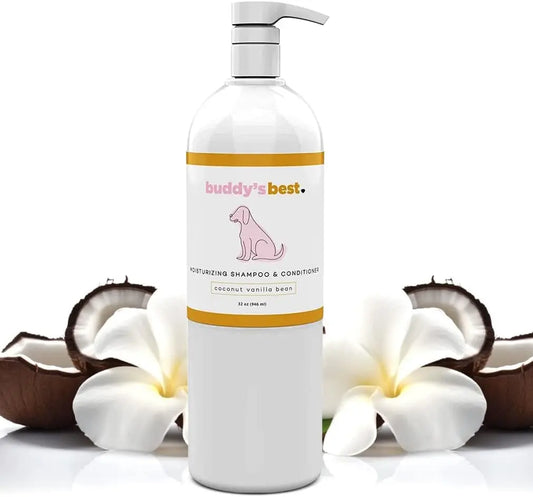 Transform Bath Time with Buddy's Best Dog Shampoo & Conditioner - Oatmeal Formula for Nourishing Sensitive Skin, Coconut Vanilla Scent, 32oz Buddy's Best