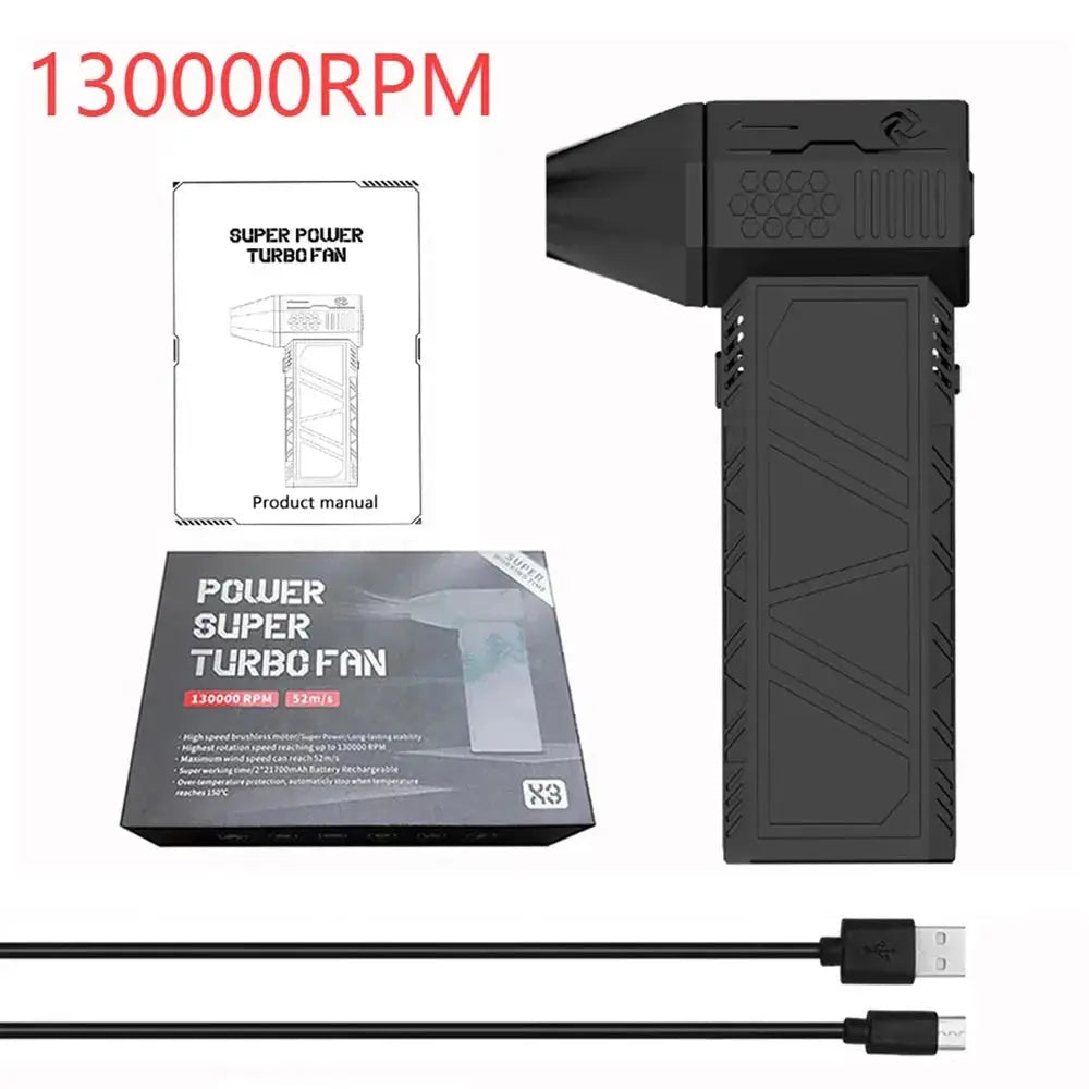 Caer Mini Turbo Jet Fan: High-Performance Electric Air Duster with Adjustable 3-Speed Settings and 130,000 RPM for Efficient Car and Computer Cleaning caer