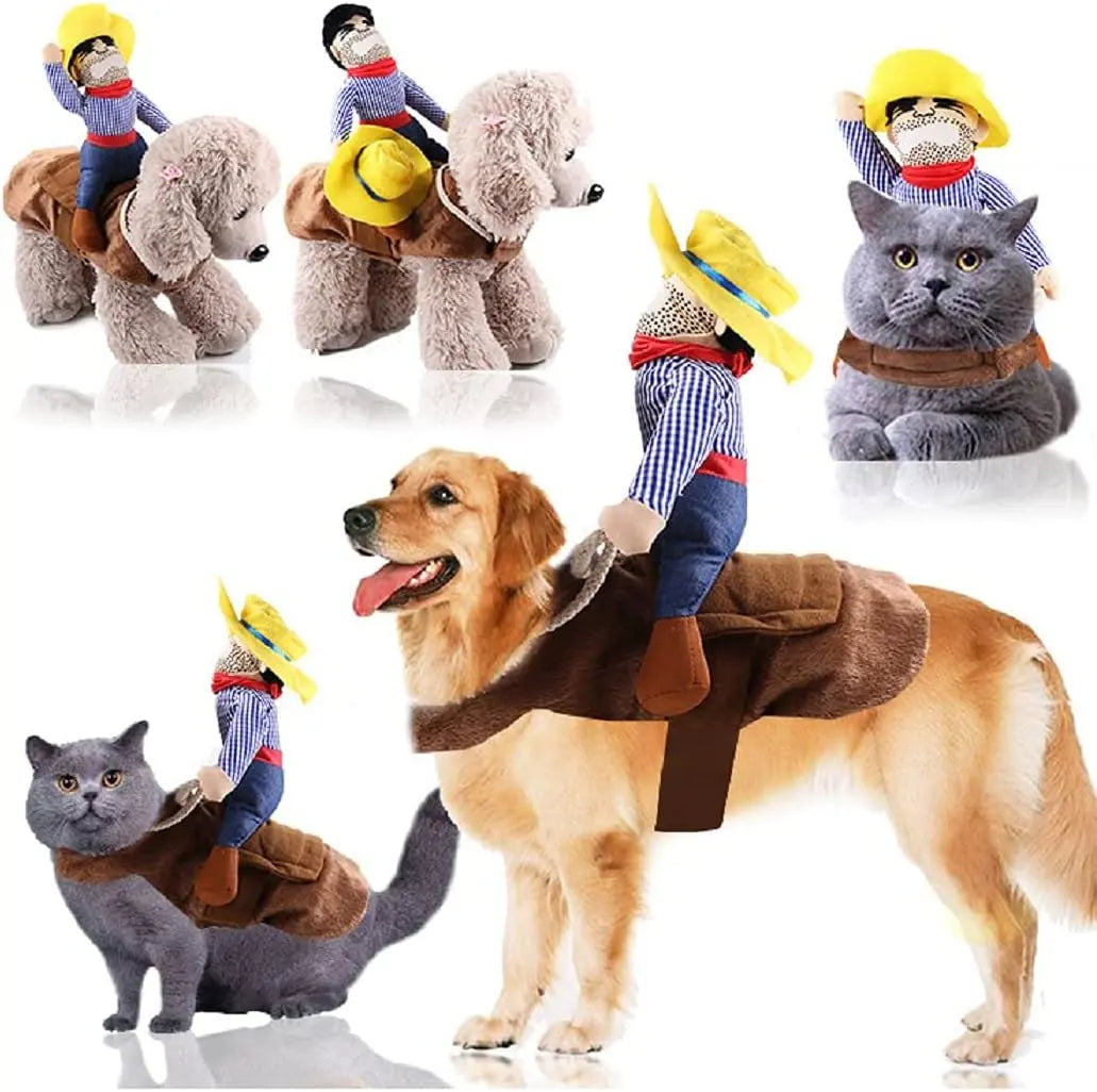 Cowboy Dog Cat Halloween Costume Clothes Novelty Funny Pets Party Cosplay Apparel (X-Large) Excel Pets