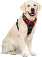 GLOBEGOU CO.,LTD Rabbitgoo Large Dog Harness No Pull Adjustable Soft Padded Vest Reflective Oxford Material Red Plaid Dual Leash Clips - Animals & Pet Supplies > Pet Supplies > Pet Collars & Harnesses Dog