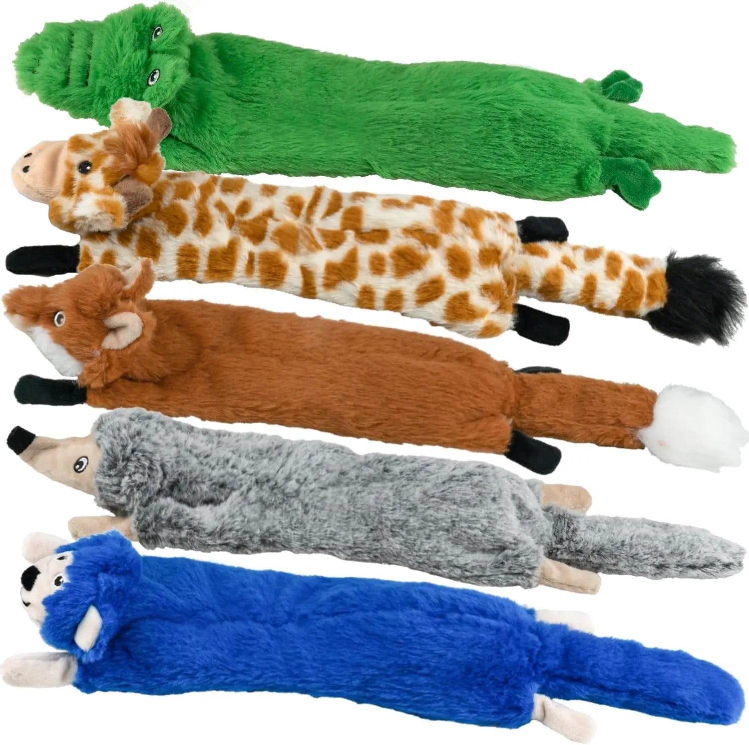 SHARLOVY SharLovy 5 Pack Plush Squeaky Dog Toys For Chewing And Teething Squirrel Cow Fox Wolf Tiger Bundle - Animals & Pet Supplies > Pet Supplies > Dog Supplies > Dog Toys Dog