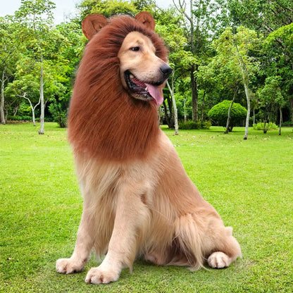 CPPSLEE CPPSLEE Lion Mane Costume for Dogs Realistic Wig for Medium to Large Dogs Dark Brown Halloween Costume - Animals & Pet Supplies > Pet Supplies > Pet Apparel > Pet Costumes Dog