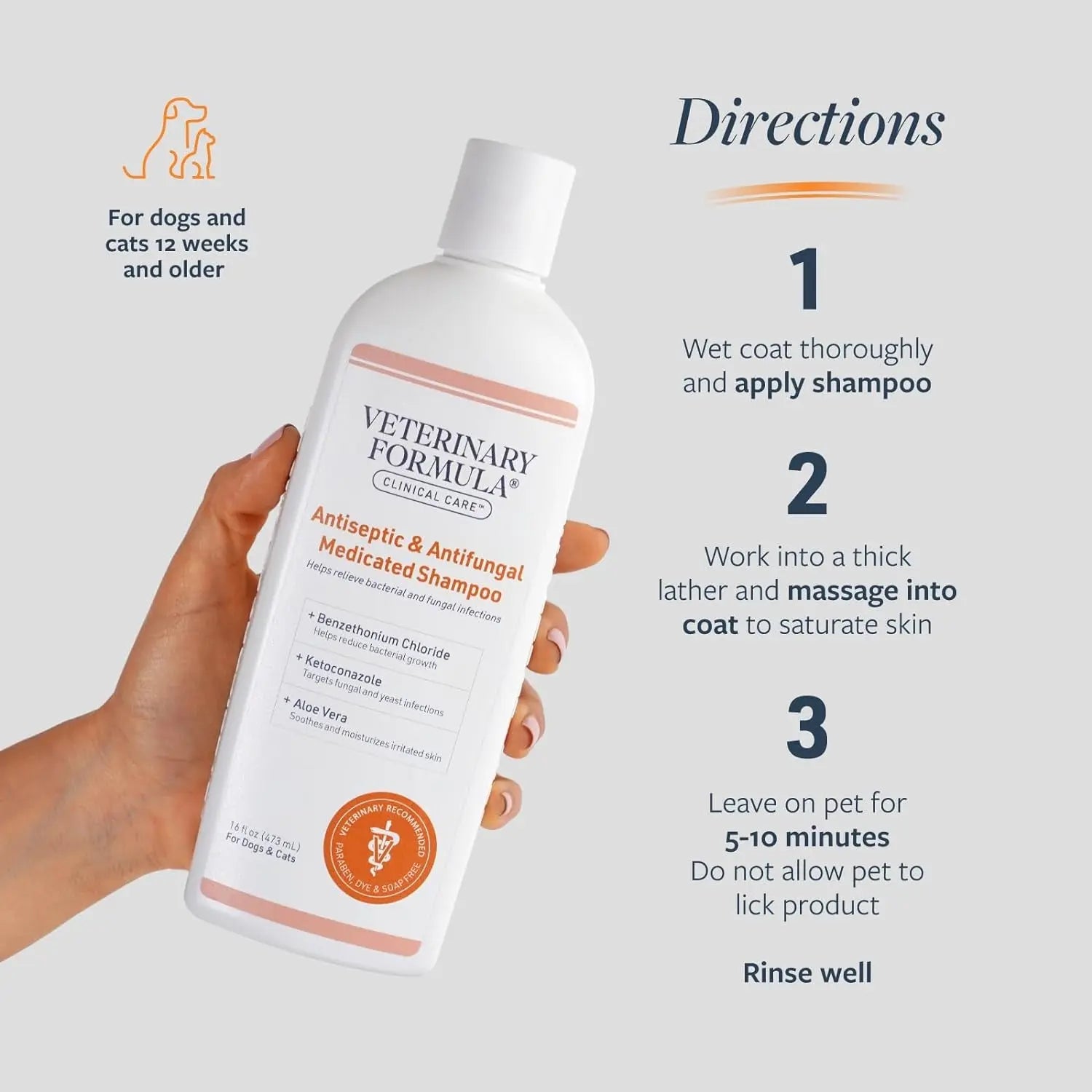 Clinical Care Antiseptic and Antifungal Medicated Shampoo for Dogs & Cats, 16 Fl Oz Excel Pets