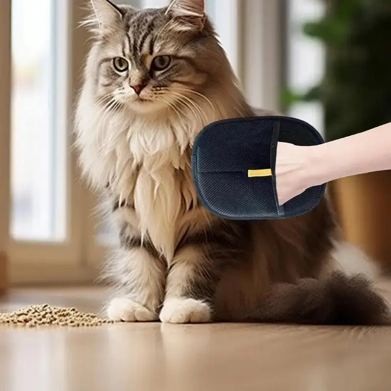 Pet Grooming Gloves Double Sided Pet Brush Gloves Static Dedusting Brush Pet Hair Remover Brush for Small Medium and Large Pets Does not apply
