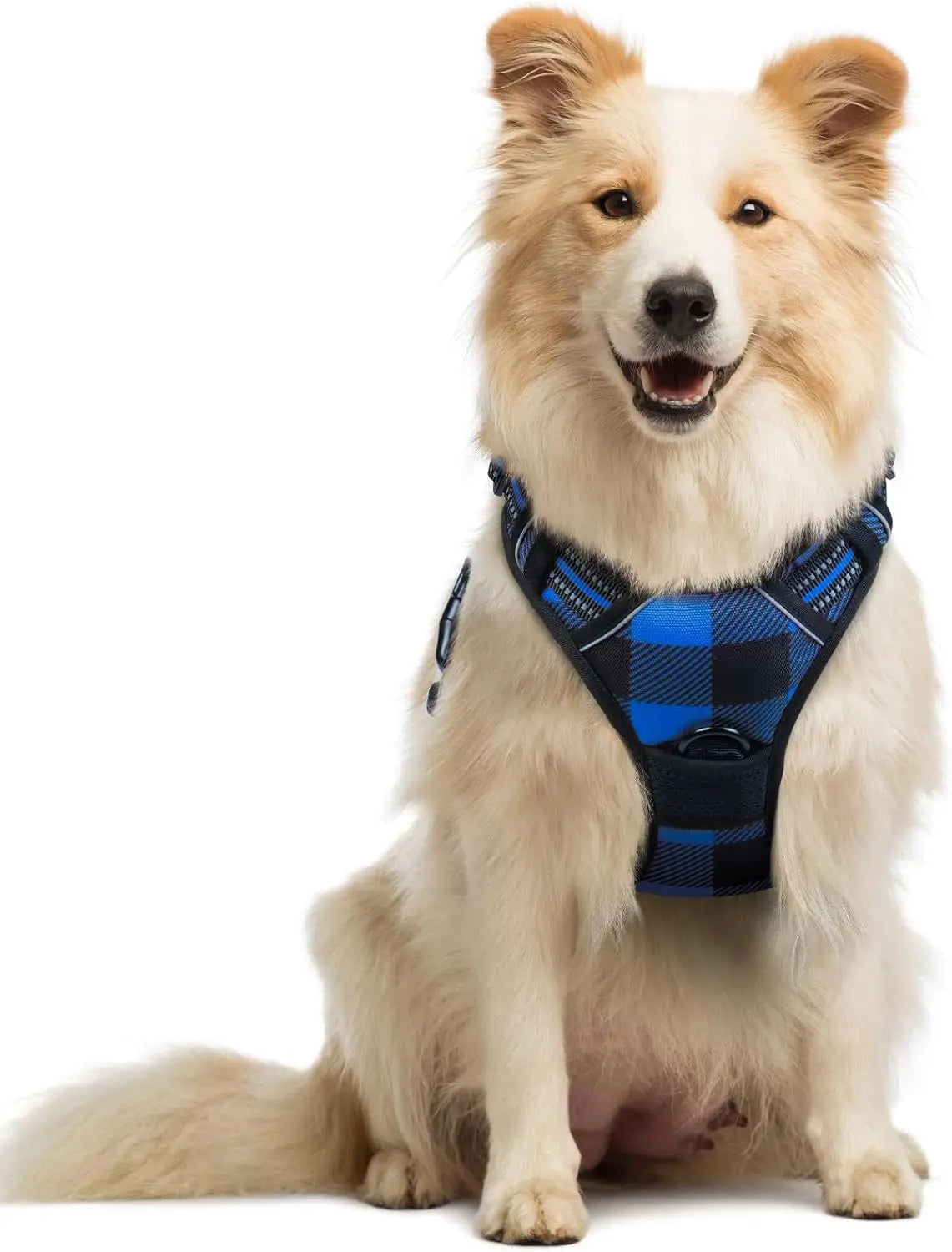 GLOBEGOU CO.,LTD Rabbitgoo Large Dog Harness No Pull Adjustable Soft Padded Vest Reflective Oxford Material Red Plaid Dual Leash Clips - Animals & Pet Supplies > Pet Supplies > Pet Collars & Harnesses Dog