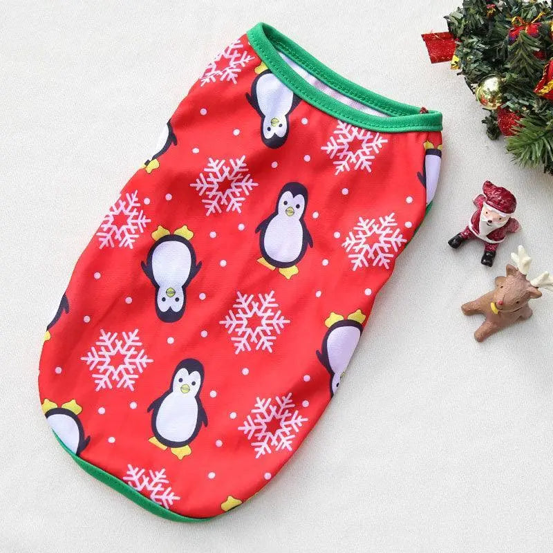 Red Cozy Canine Christmas Sweater with penguin and snowflake pattern for dogs