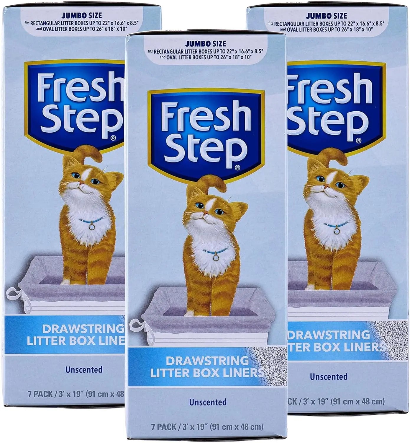 Fresh Step Drawstring Cat Litter Box Liners, Fresh Scent, Size Large,2.5"X17" - 7 Count | Kitty Litter Bags, Cat Litter Liners for All Cats to Keep Your Home Clean Fetch for Pets