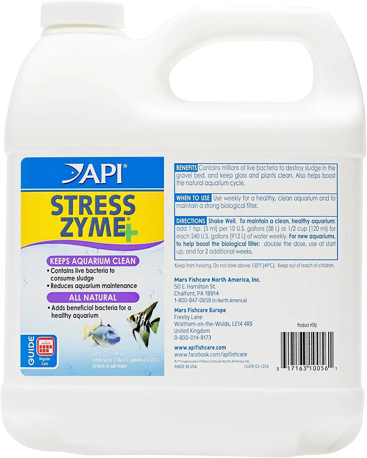 Mars Fishcare API Stress Zyme Aquarium Cleaning Solution 16 Oz Bottle Keeps Tank Crystal Clear and Fish Healthy - Animals & Pet Supplies > Pet Supplies > Fish & Aquatic Supplies > Aquarium Water Treatments > Water Conditioners