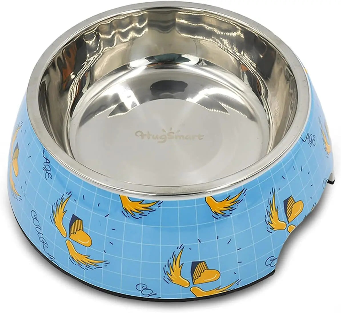 Hugsmart Pet Dog Bowl, Melamine Stainless Pet Bowls, Cute Food and Water Dish with Non-Skid Silicone Base for Small and Large Pets (Dog Bowl Encourage, L) Hugsmart Products Inc