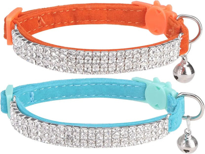 EXPAWLORER Expawlorer Soft Velvet Breakaway Cat Collar With Rhinestones Adjustable Nine To Twelve Inches - Animals & Pet Supplies > Pet Supplies > Pet Collars & Harnesses > Breakaway & Safety Collars cat