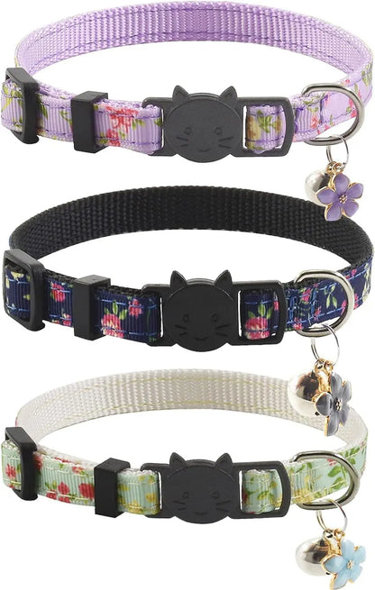 xpangle Triple Pack Adjustable Breakaway Cat Collars With Bells For Safe Comfortable Active Cats In Colorful Styles - Animals & Pet Supplies > Pet Supplies > Pet Collars & Harnesses > Breakaway & Safety Collars cat