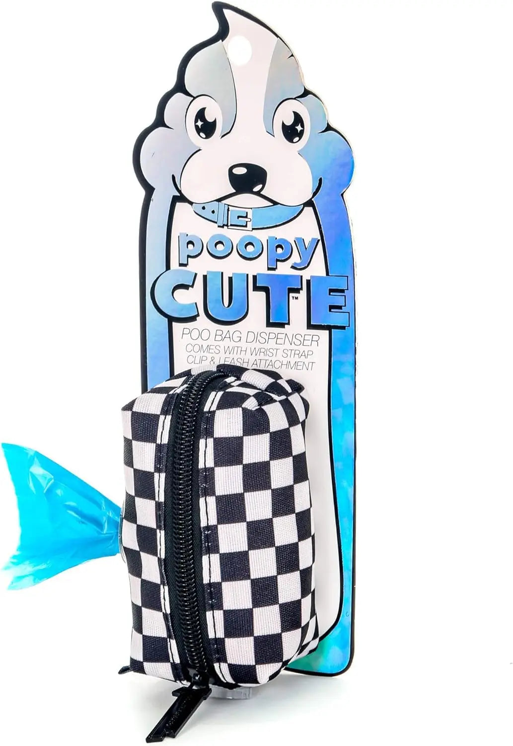 Poopycute - Cute Dog Poop Bag Holder for Leash Poop Bags for Dogs Vegan Friendly Dog Poop Bag Dispenser Dog Treat Pouch Leash Poop Bag Holder Dog Waste Bag Dispenser Dog Bag Holder Checkered poopyCUTE