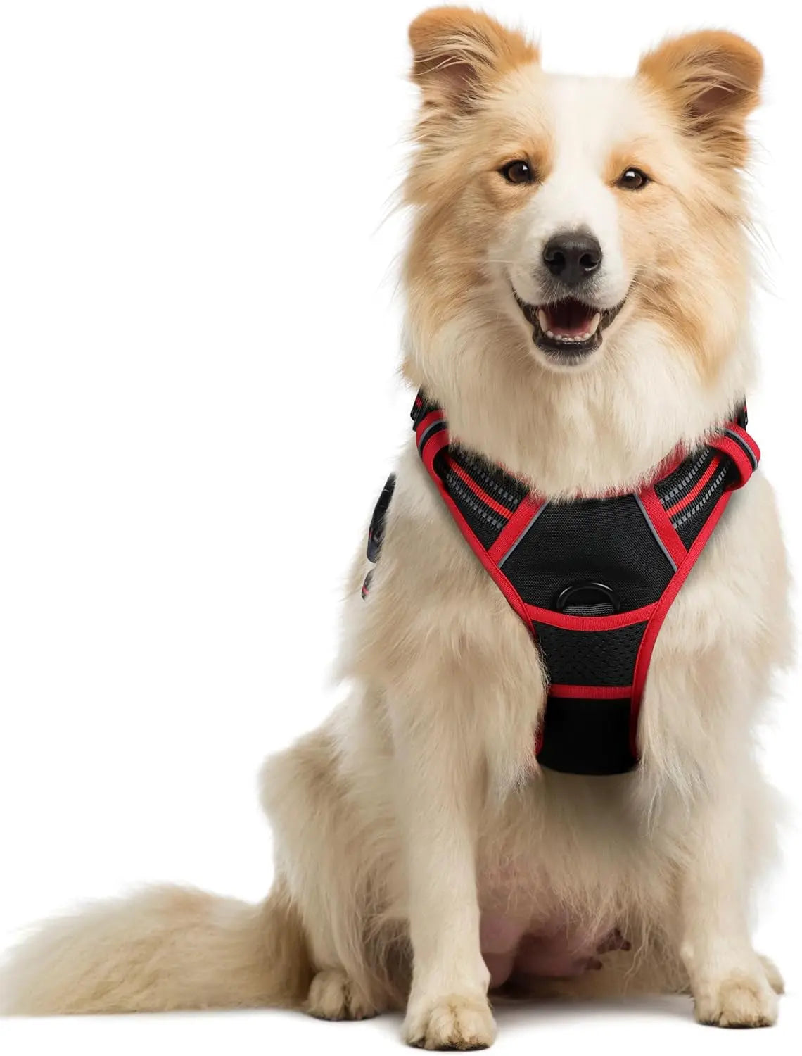 GLOBEGOU CO.,LTD Rabbitgoo Large Dog Harness No Pull Adjustable Soft Padded Vest Reflective Oxford Material Red Plaid Dual Leash Clips - Animals & Pet Supplies > Pet Supplies > Pet Collars & Harnesses Dog