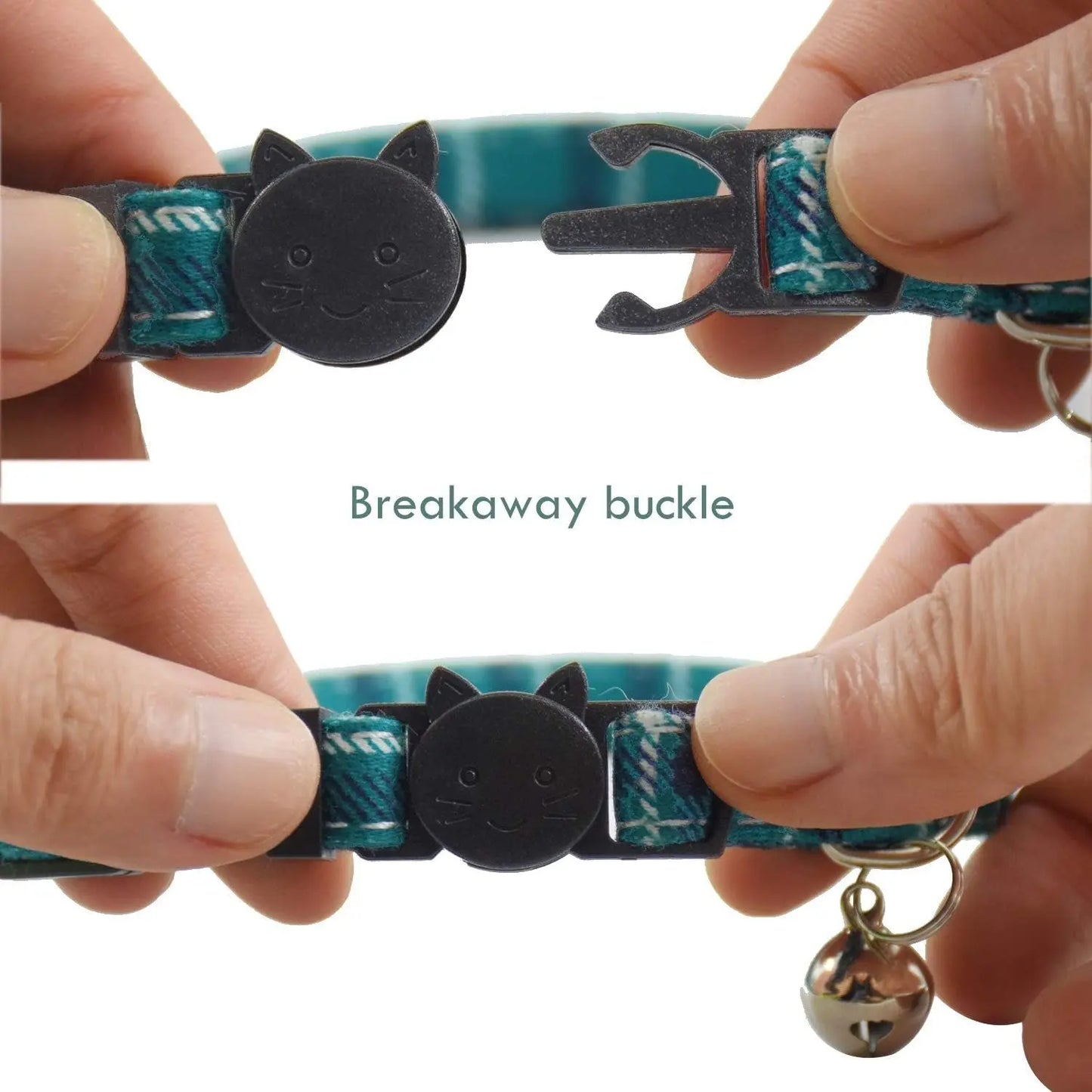 Durable Breakaway Cat Collars with Bell - Set of 3 Adjustable Safety Collars for Kittens and Puppies (7.5-11 inches, Green, Cyan, Black) xpangle