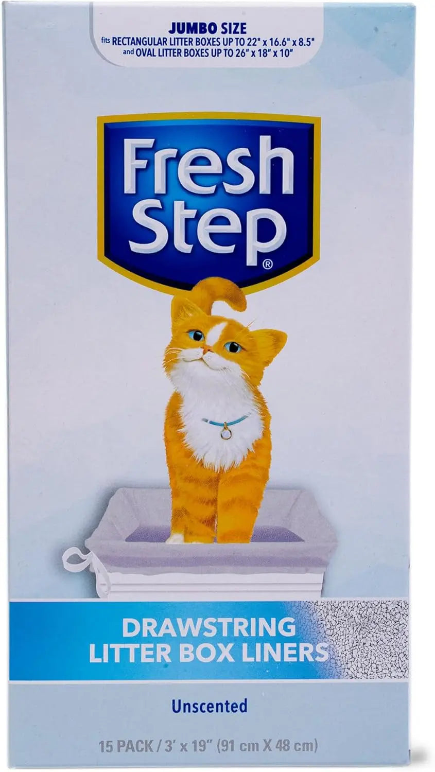 Fresh Step Drawstring Cat Litter Box Liners, Fresh Scent, Size Large,2.5"X17" - 7 Count | Kitty Litter Bags, Cat Litter Liners for All Cats to Keep Your Home Clean Fetch for Pets