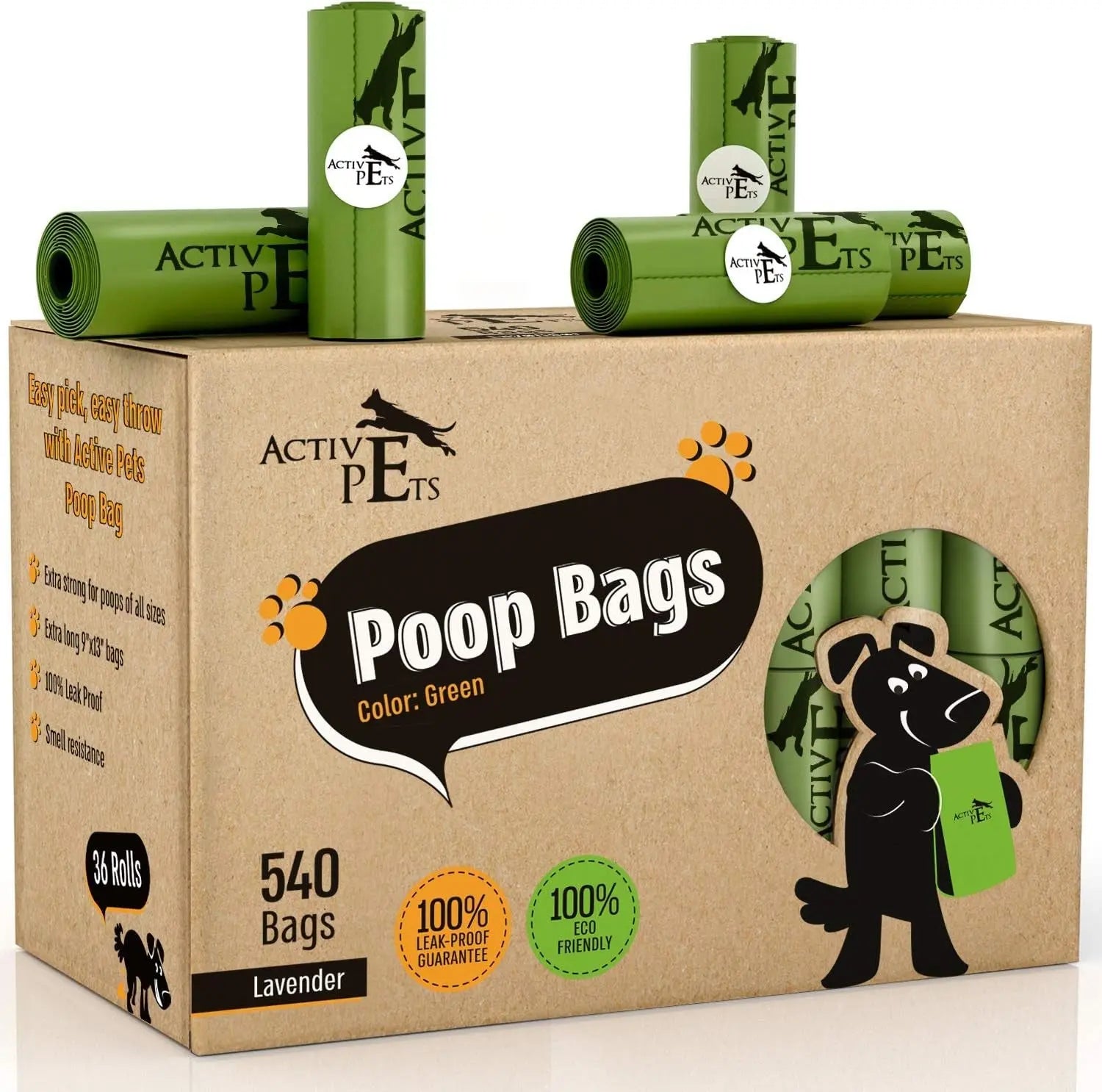 Active Pets Dog Waste Bag Dispenser with Leash Strap, Eco-Friendly Walking Bags, Biodegradable Poop Holder for Pet Waste Management, 60 Bags Included Active Pets