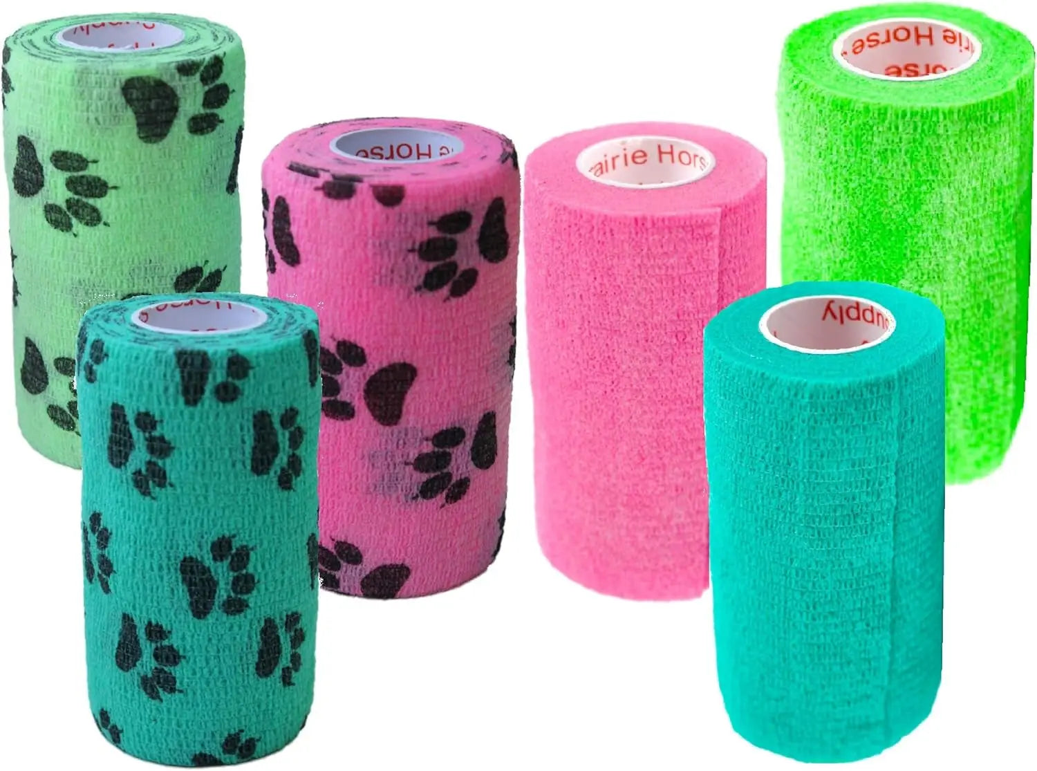 Prairie Horse Supply Bulk Pack 4 Inch Veterinary Wrap Tape Prairie Horse Self Adhesive Vet Wrap With Colorful Designs 5 Yard Roll - Animals & Pet Supplies > Pet Supplies > Pet Medical Tape & Bandages Equine