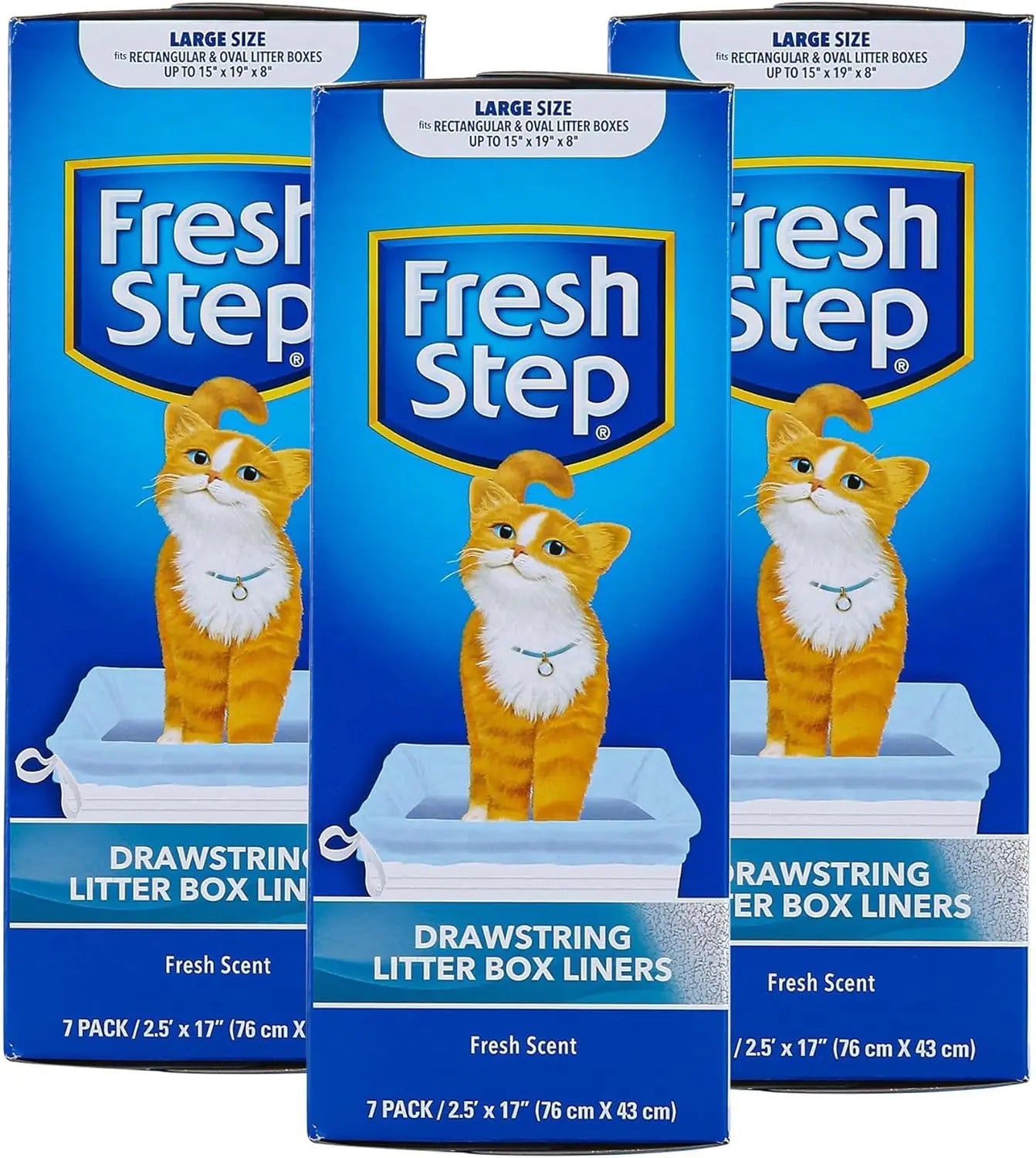 Fresh Step Drawstring Cat Litter Box Liners, Fresh Scent, Size Large,2.5"X17" - 7 Count | Kitty Litter Bags, Cat Litter Liners for All Cats to Keep Your Home Clean Fetch for Pets