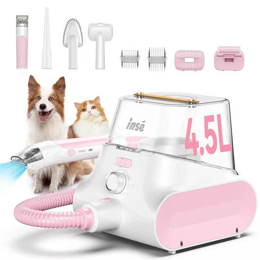 Grooming Vacuum, 4.5L Large Capacity Pet Grooming Kit & 5-In-1 Ultra-Low Noise Pet Grooming Vacu for Dog, Cat Excel Pets