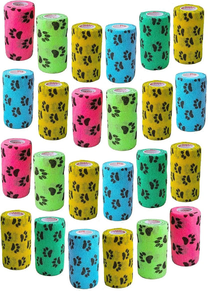Prairie Horse Supply Bulk Pack 4 Inch Veterinary Wrap Tape Prairie Horse Self Adhesive Vet Wrap With Colorful Designs 5 Yard Roll - Animals & Pet Supplies > Pet Supplies > Pet Medical Tape & Bandages Equine