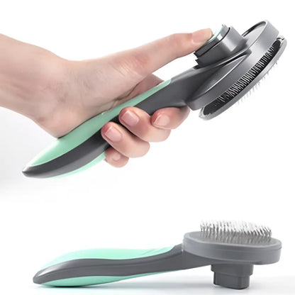 Excel Pets Self Cleaning Pet Deshedding Comb Auto Cleaning Grooming Tool for Cats Dogs and Rabbits - Animals & Pet Supplies > Pet Supplies > Pet Grooming Supplies > Pet Combs & Brushes > Deshedders cat