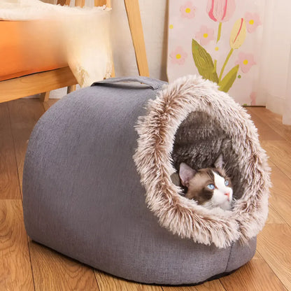 Excel Pets WarmNest Cozy Cave Self Warming Tent Bed For Pets Plush Insulated Hideaway For Cold Days - Animals & Pet Supplies > Pet Supplies > Pet Beds > Caves cat