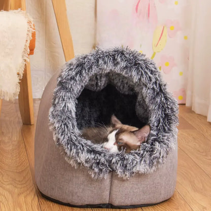 Excel Pets WarmNest Cozy Cave Self Warming Tent Bed For Pets Plush Insulated Hideaway For Cold Days - Animals & Pet Supplies > Pet Supplies > Pet Beds > Caves cat